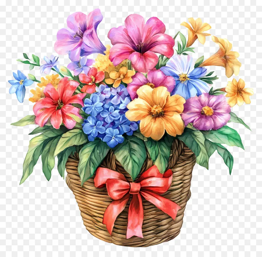 Cesta De Flores De Cumpleaños，Cesta De Flores PNG