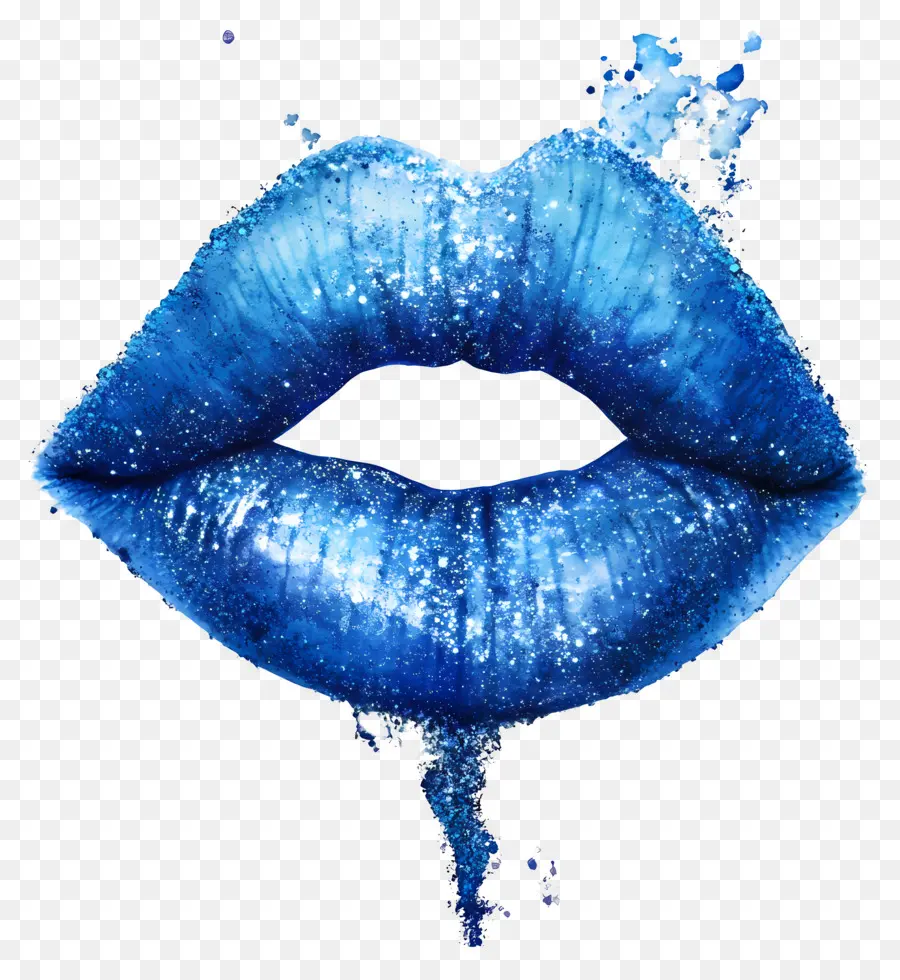 Beso Brillante，Labios Azules PNG