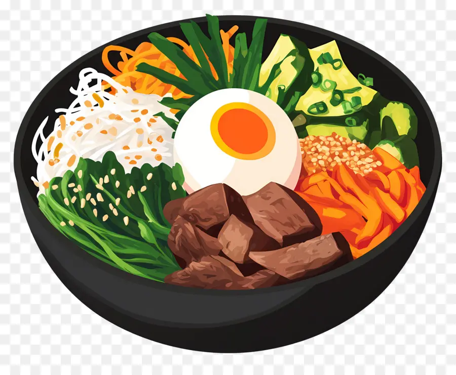 Bimbap Coreano，Plato De Comida PNG