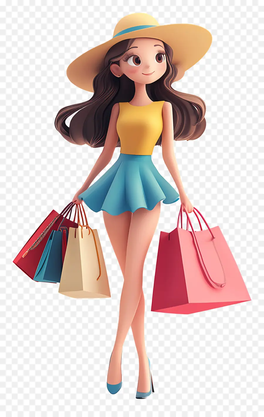 Chica De Compras，Bolsas De Compras PNG