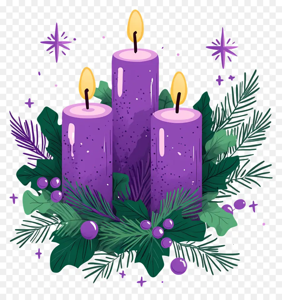 Velas De Adviento，Velas Moradas PNG