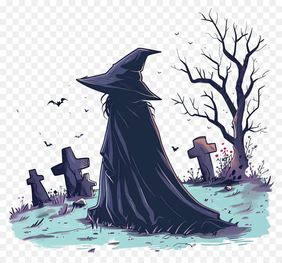 Bruja En El Cementerio，Sombrero De Bruja PNG