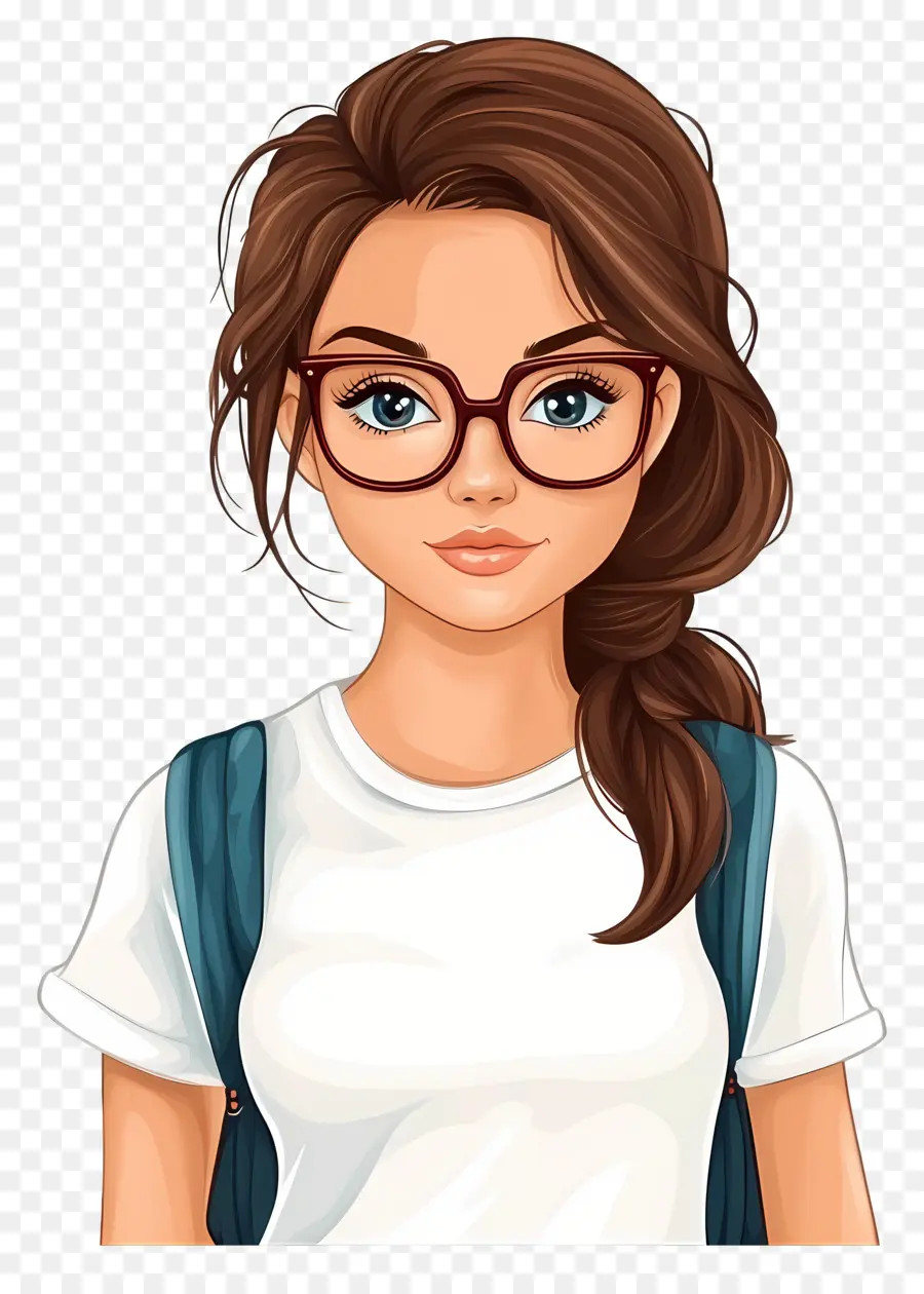 Chica Estudiante，Chica Con Gafas PNG