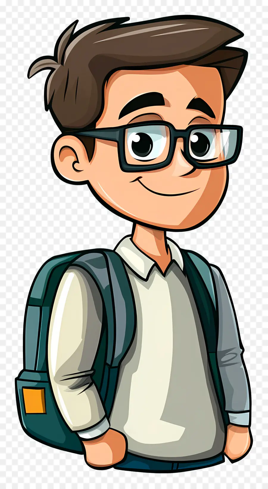 Estudiante Animado，Niño Con Gafas Y Mochila PNG