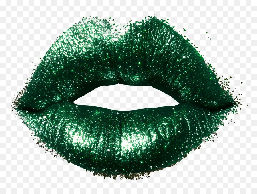 Beso Brillante，Labios Verdes PNG