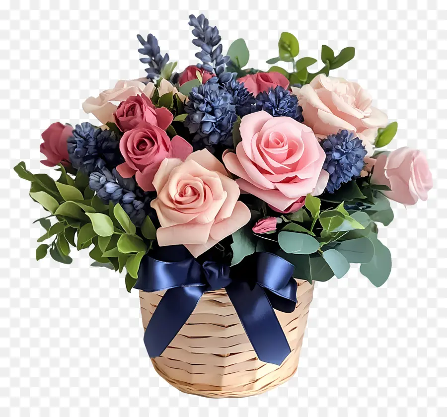 Cesta De Flores De Cumpleaños，Cesta De Flores PNG