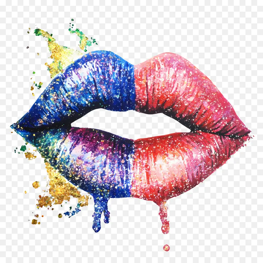 Beso Brillante，Labios Coloridos PNG