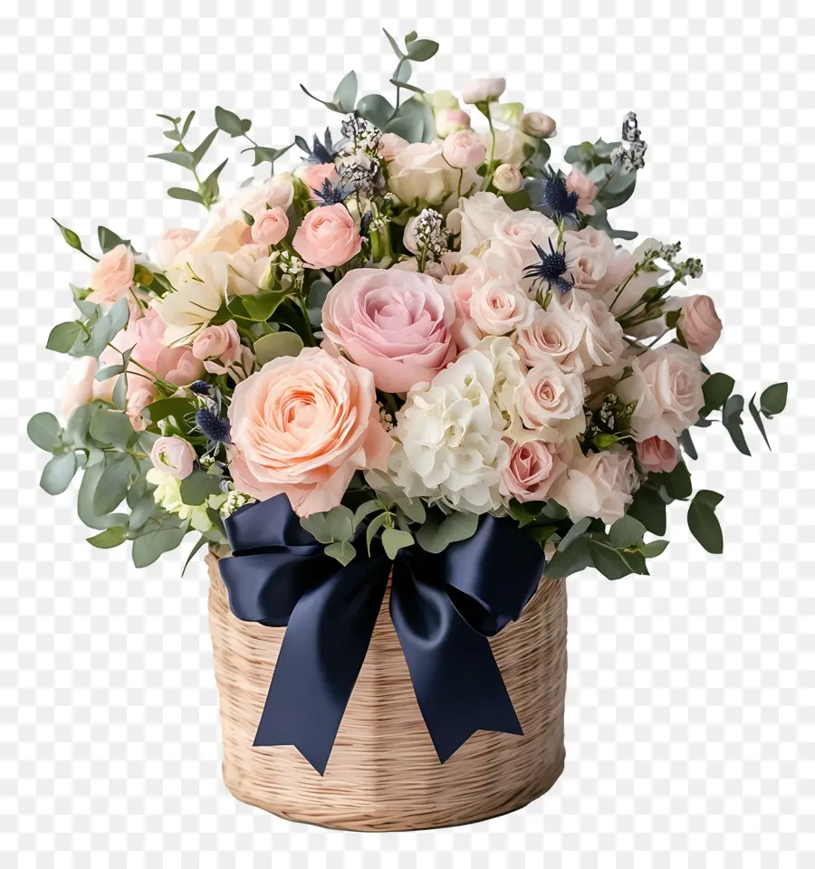 Cesta De Flores De Cumpleaños，Ramo De Flores PNG