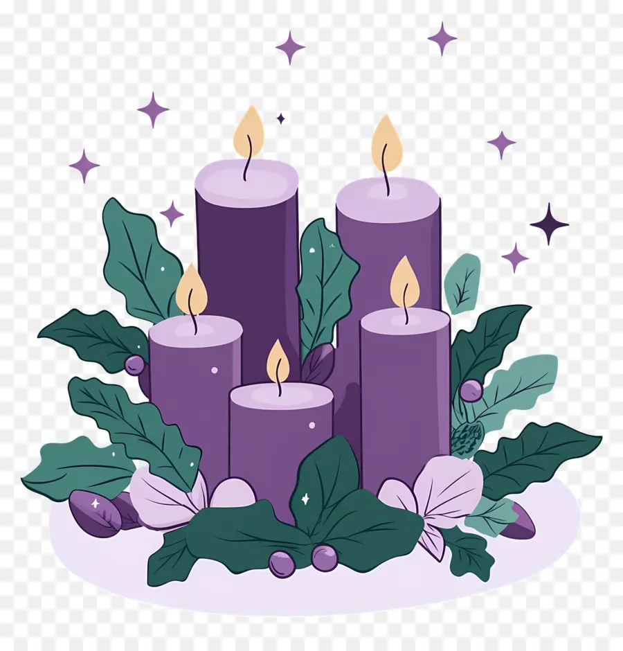 Velas De Adviento，Velas Moradas PNG