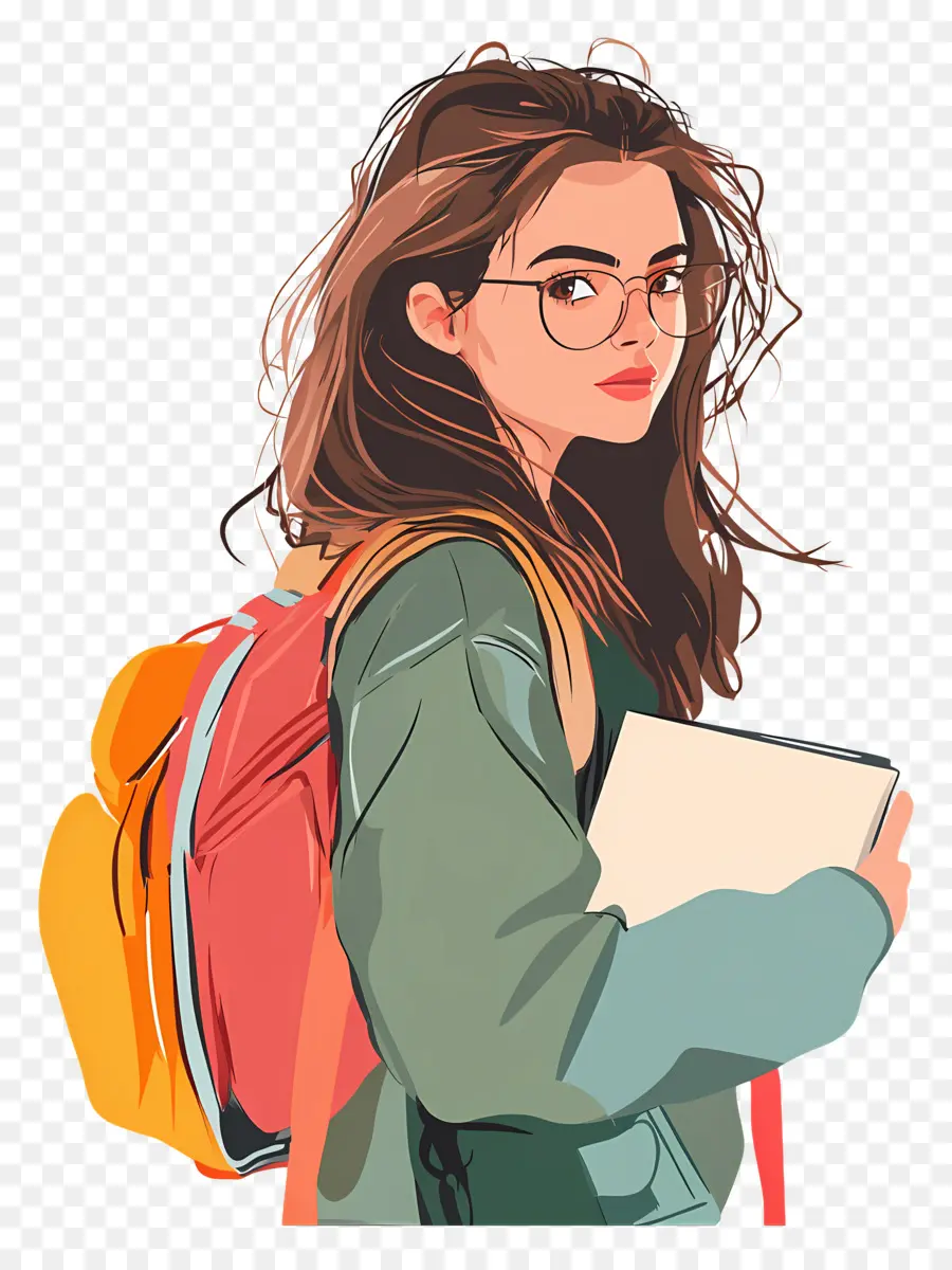 Estudiante，Chica Con Mochila PNG