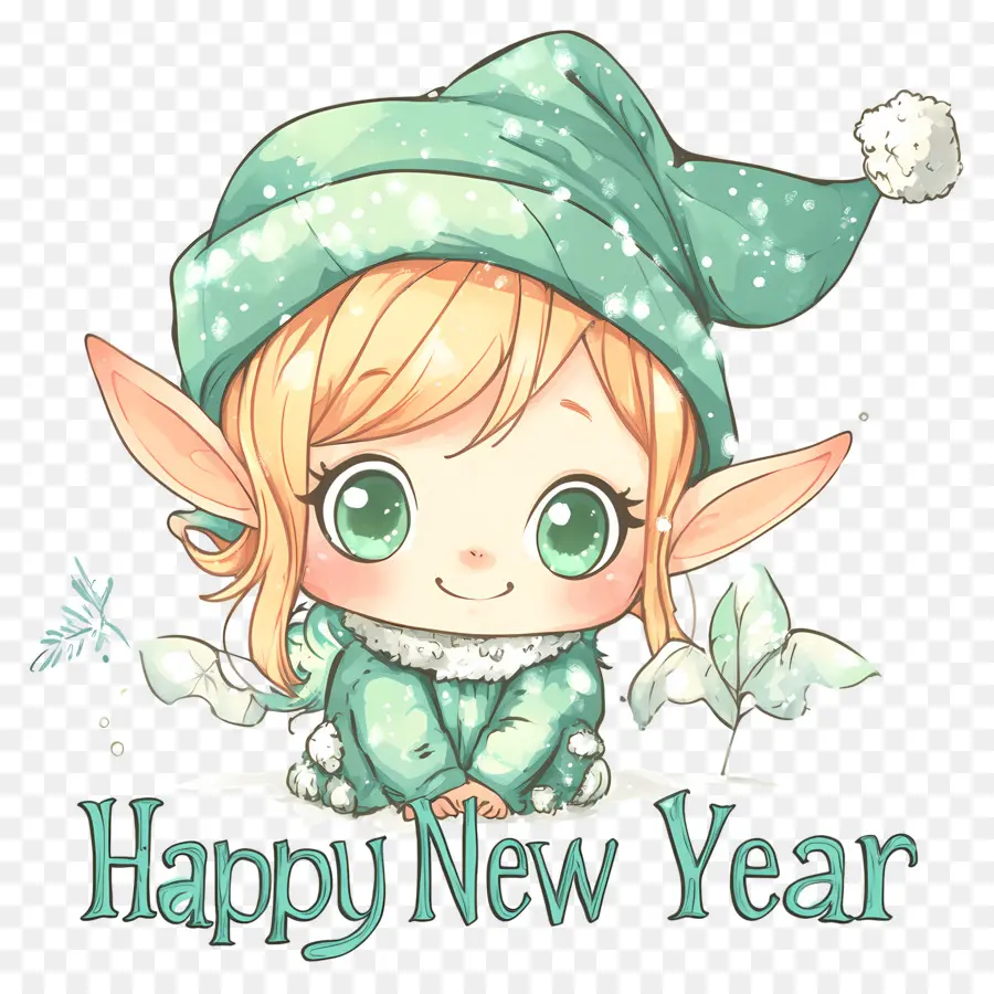 Año Nuevo，Feliz Año Nuevo Elfo PNG