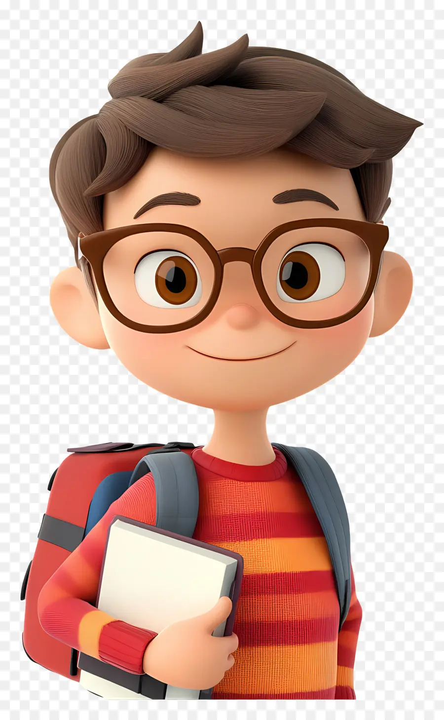 Estudiante Animado，Niño Con Gafas Y Libro PNG