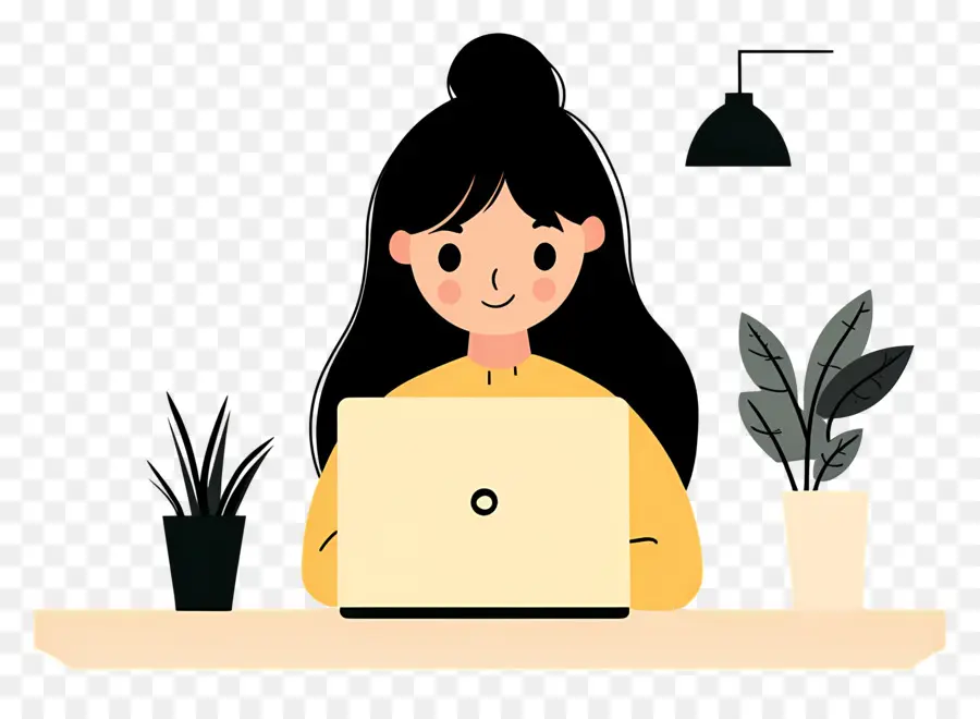 Chica Trabajadora，Chica Con Laptop PNG