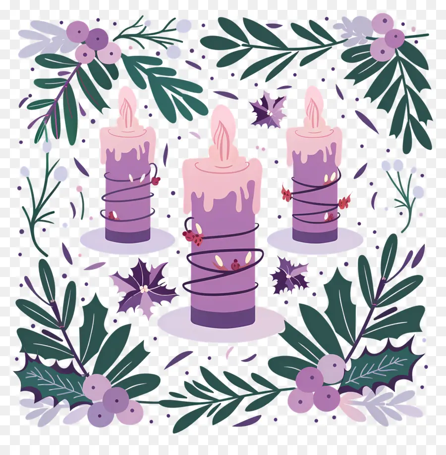 Velas De Adviento，Velas Y Acebo PNG