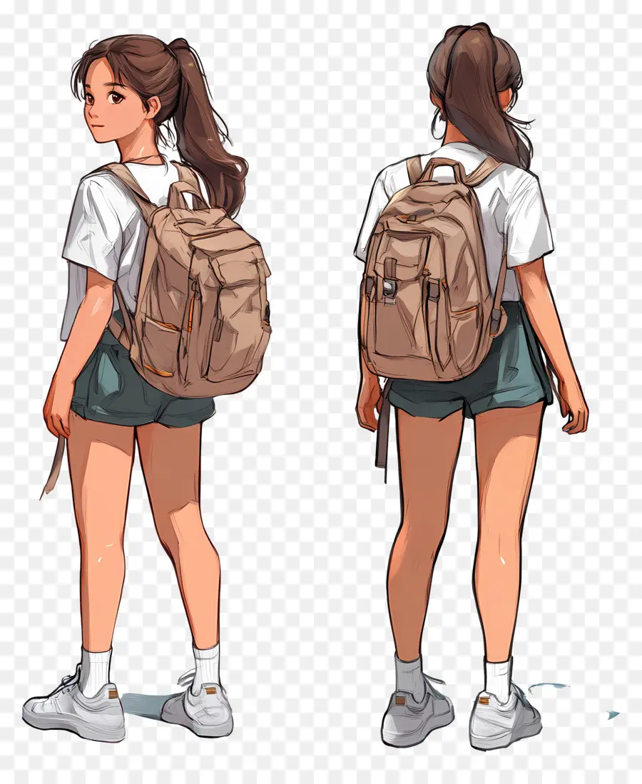 Estudiante，Chica Con Mochila PNG