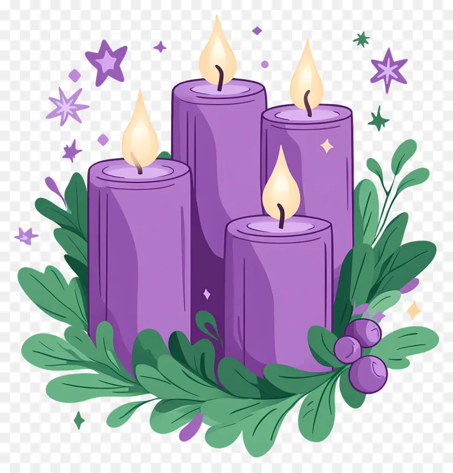 Velas De Adviento，Velas Moradas PNG