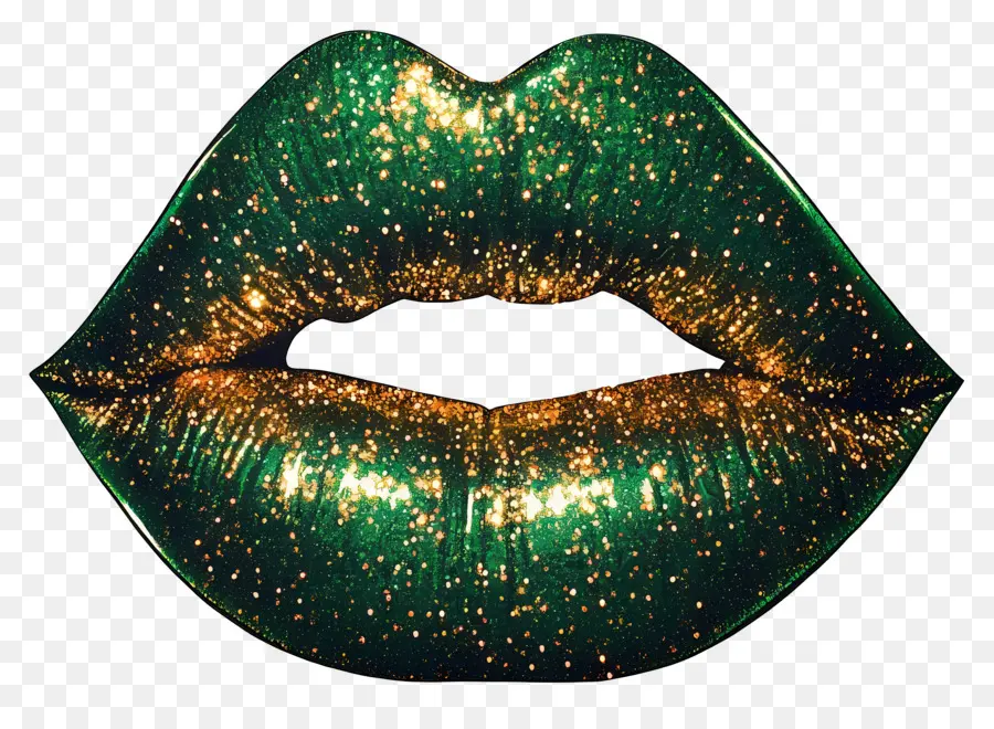 Beso Brillante，Labios Verdes PNG