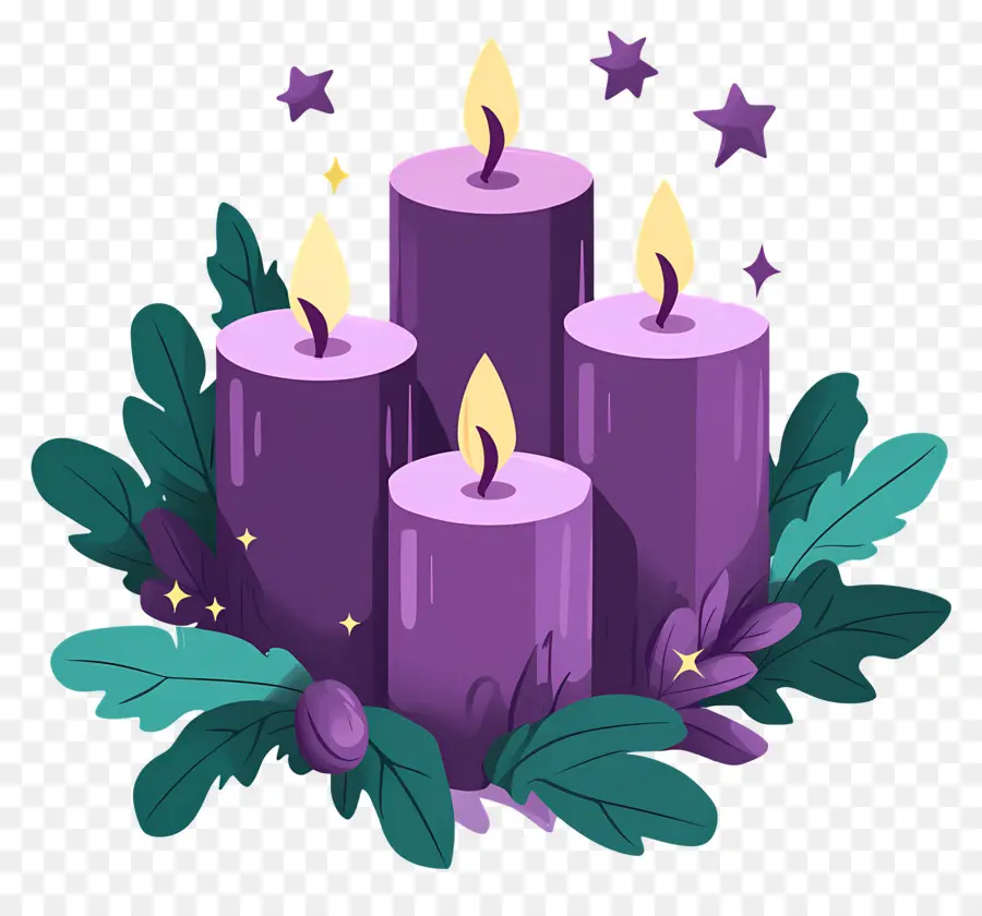 Velas De Adviento，Velas Moradas PNG