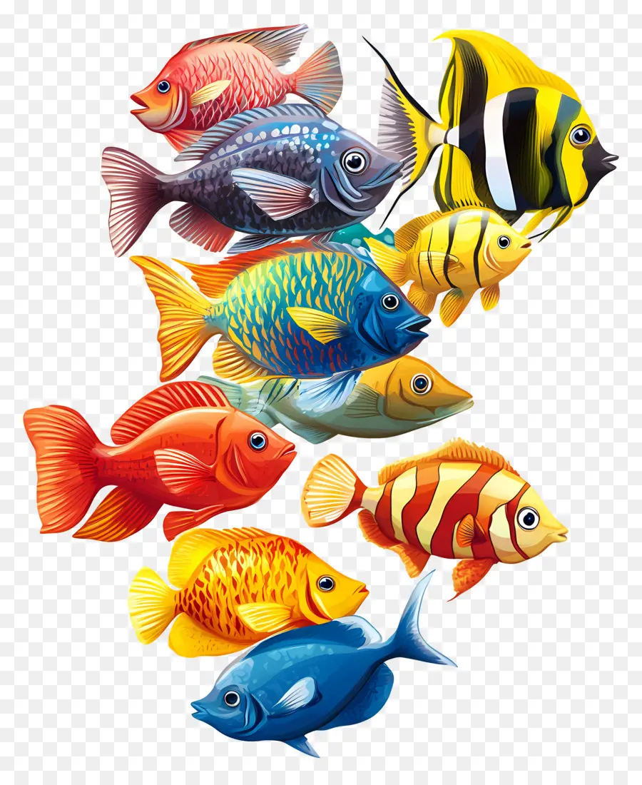 Grupo De Peces，Peces Coloridos PNG