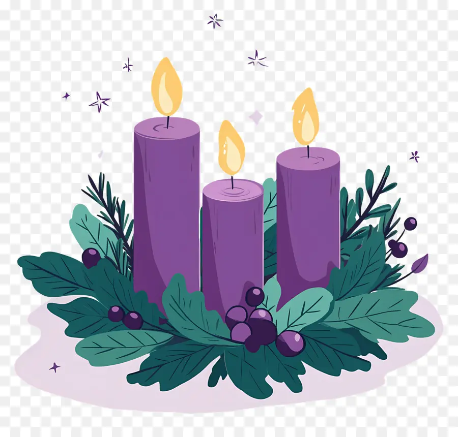 Velas De Adviento，Velas Moradas PNG