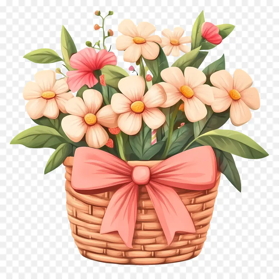 Cesta De Flores De Cumpleaños，Cesta De Flores PNG