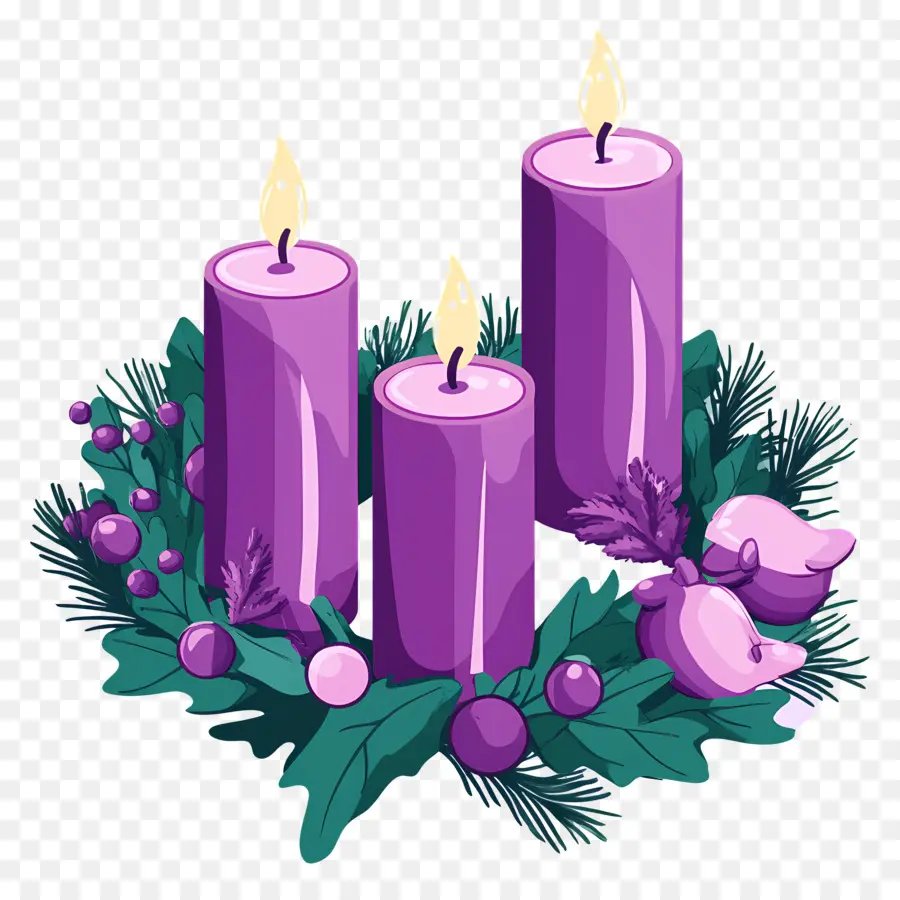 Corona De Adviento，Velas Moradas PNG