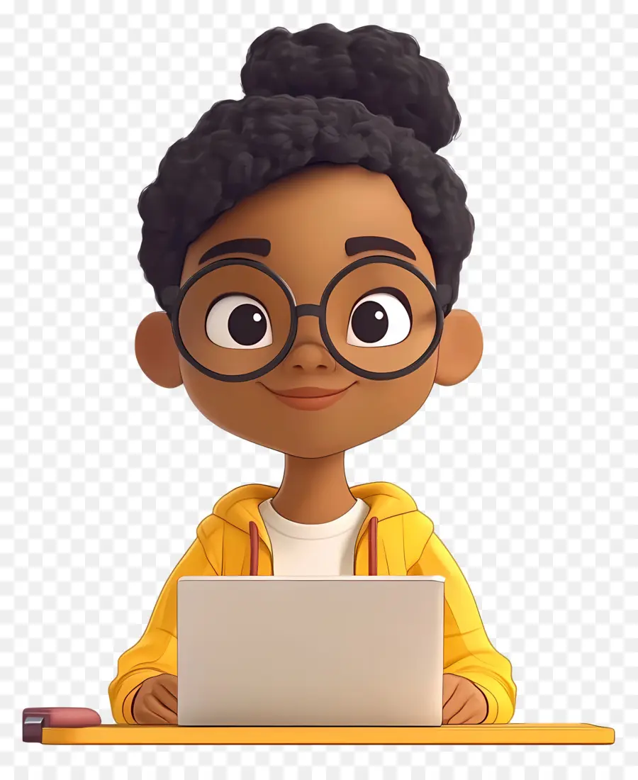 Estudiante Animado，Chica Con Laptop PNG