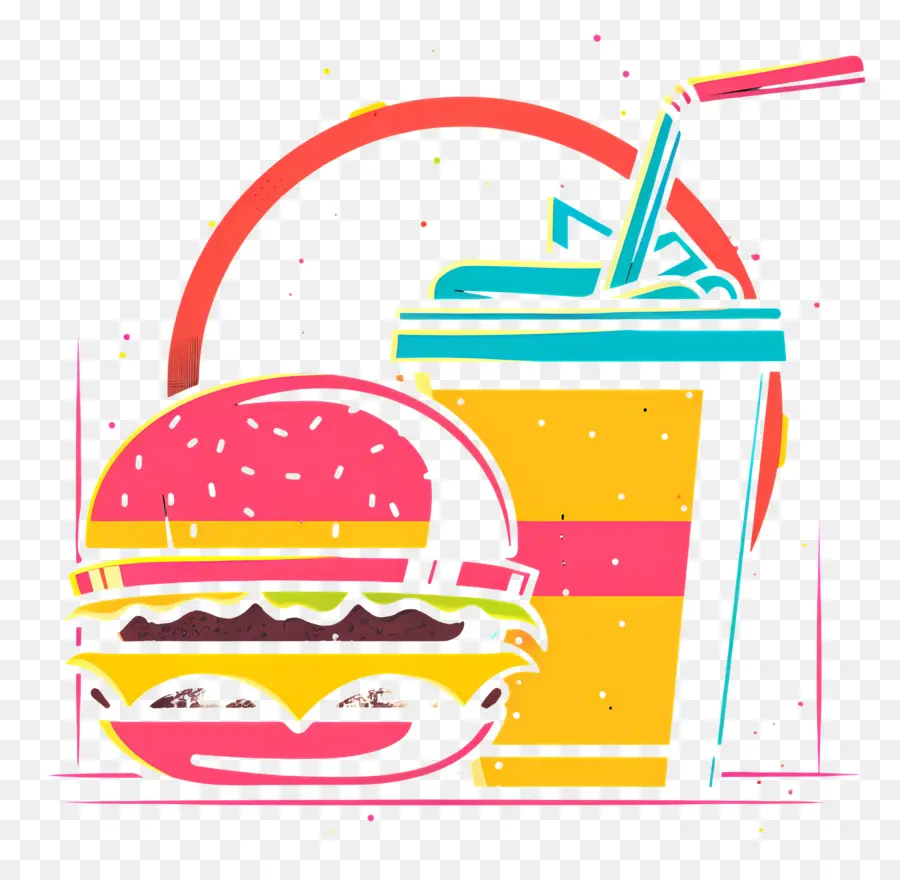 Comida Rápida，Hamburguesa Y Bebida PNG