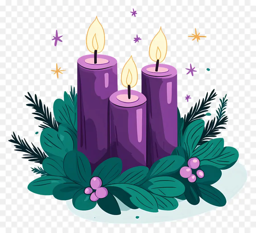 Velas De Adviento，Velas Moradas PNG