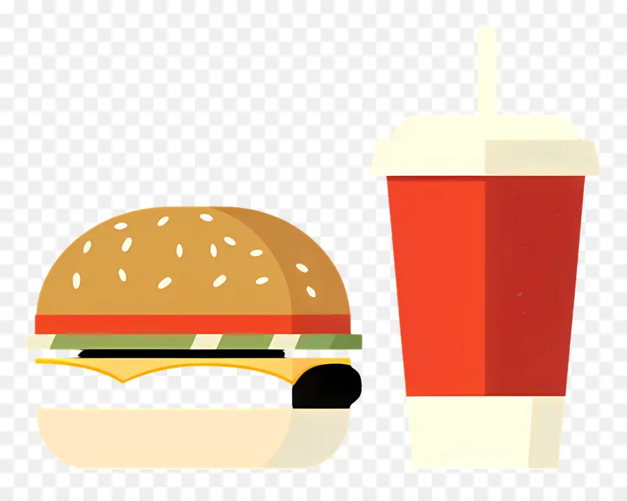 Comida Rápida，Hamburguesa Y Bebida PNG