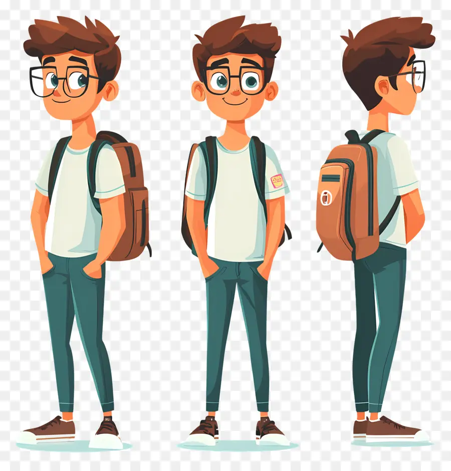 Estudiante Animado，Niño Con Mochila PNG