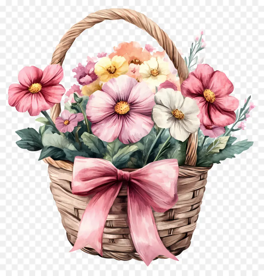 Cesta De Flores De Cumpleaños，Cesta De Flores PNG