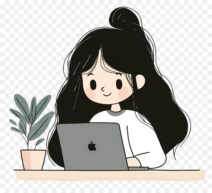 Chica Trabajadora，Chica Con Laptop PNG