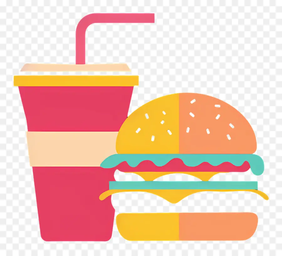 Comida Rápida，Hamburguesa Y Bebida PNG