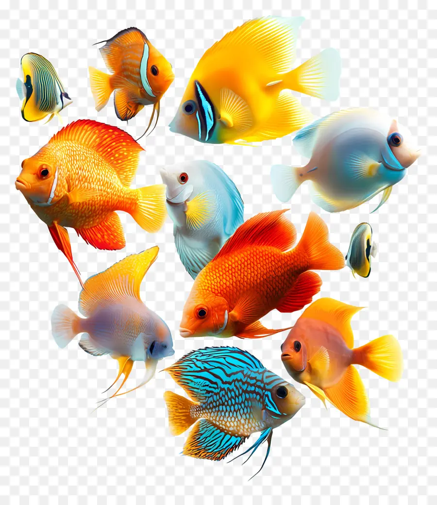 Grupo De Peces，Peces Coloridos PNG