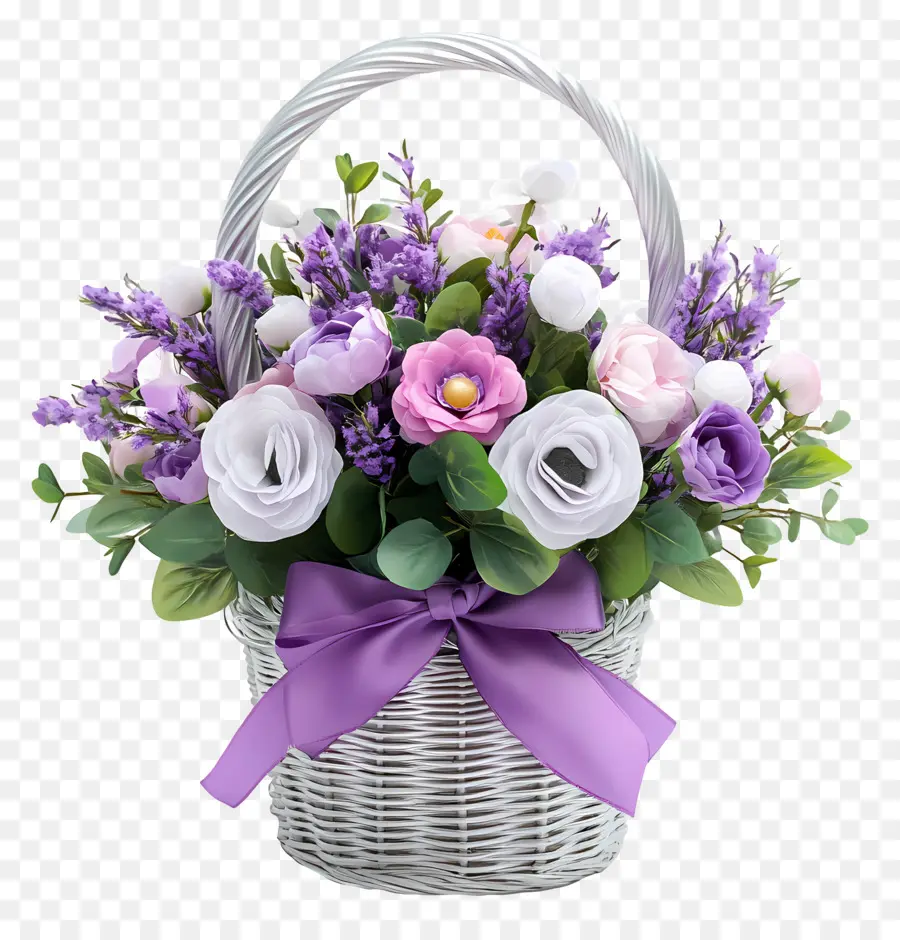 Cesta De Flores De Cumpleaños，Cesta De Flores PNG