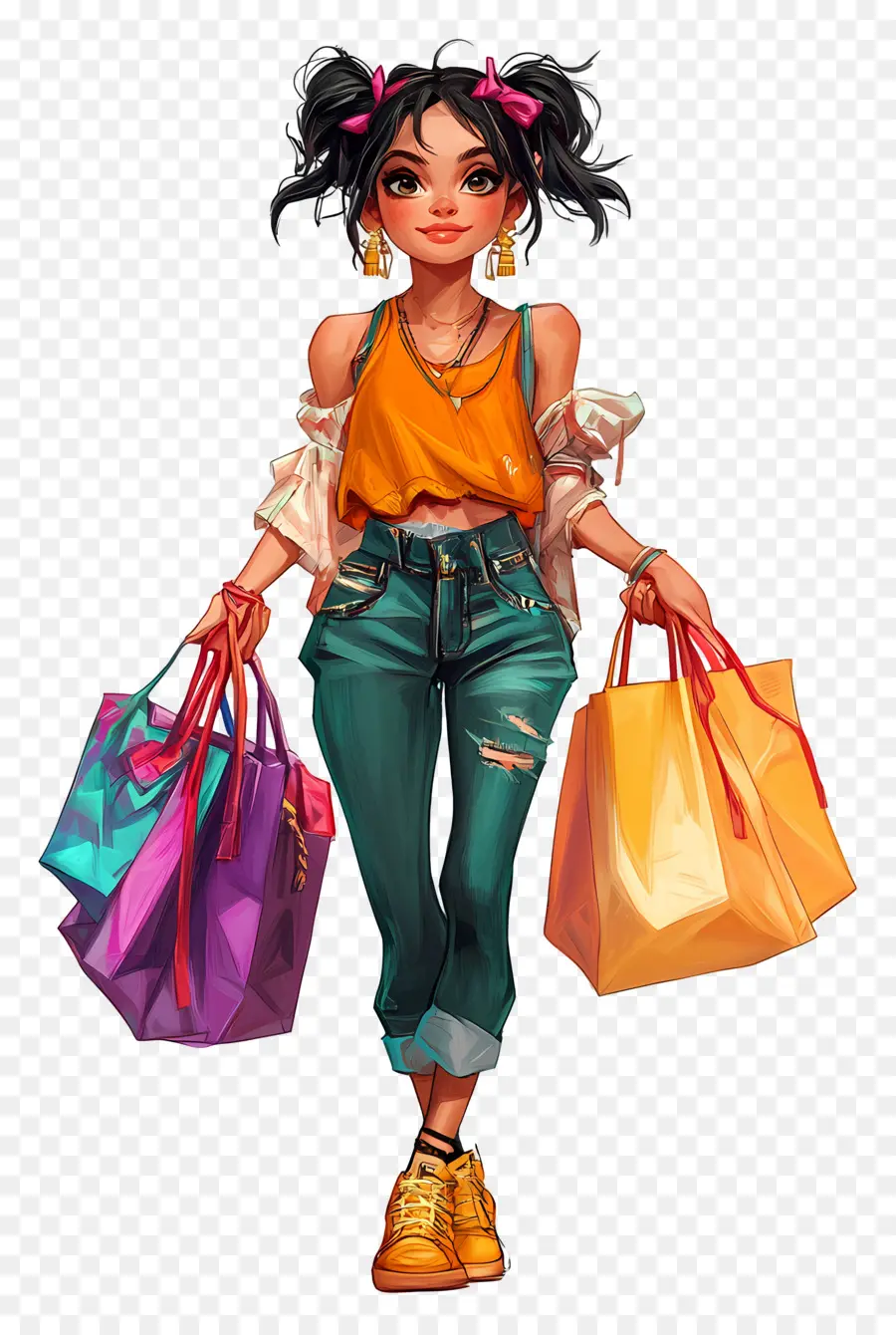 Chica De Compras，Bolsas De Compras PNG