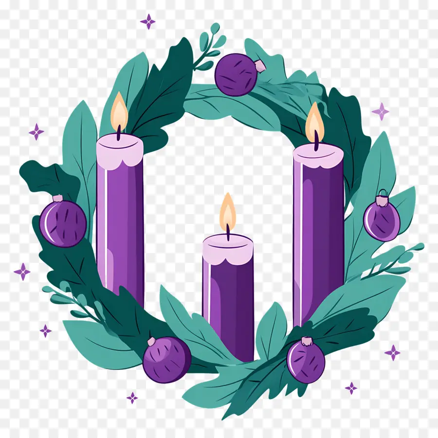 Corona De Adviento，Velas Moradas PNG