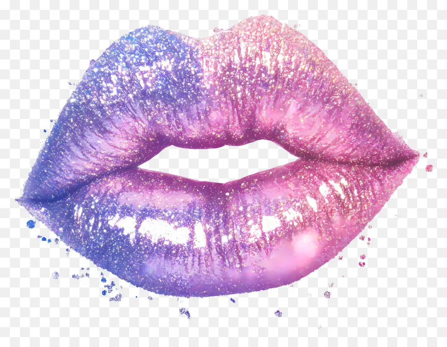 Beso Brillante，Labios Morados PNG