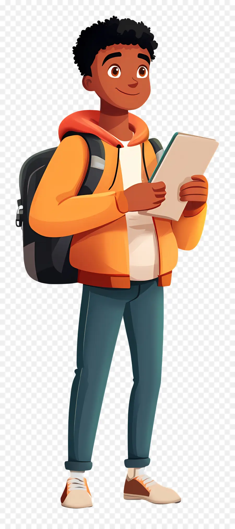 Estudiante Animado，Niño Con Tableta PNG