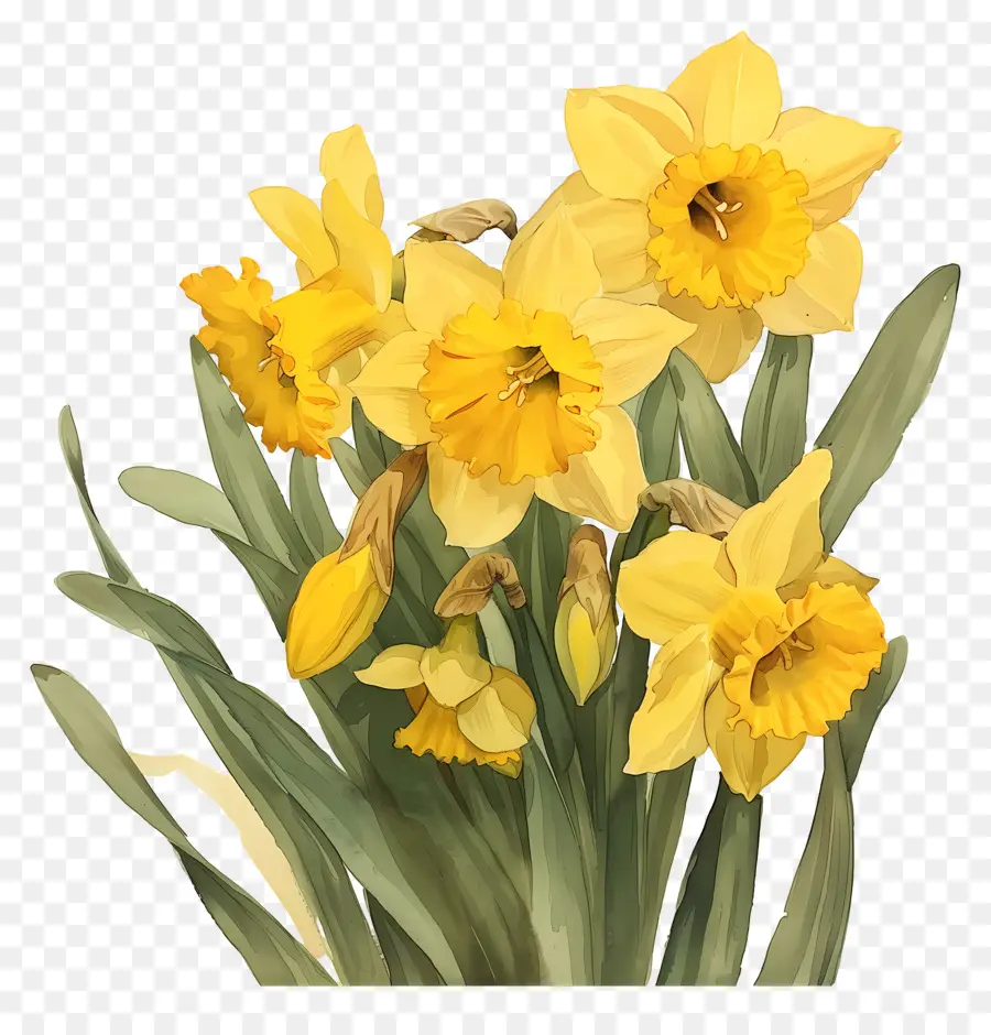 Ramo De Narcisos Amarillos，Narcisos Amarillos PNG