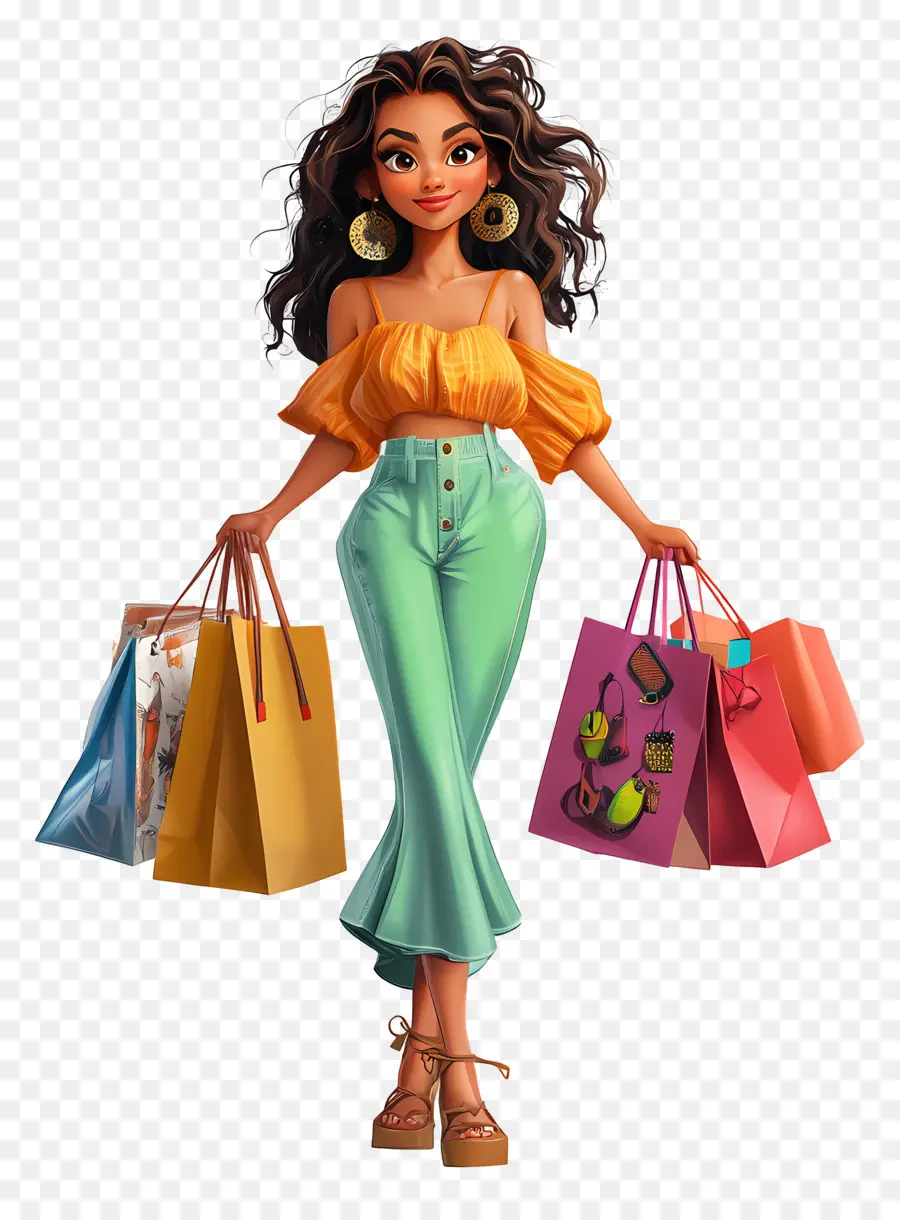 Chica De Compras，Bolsas De Compras PNG