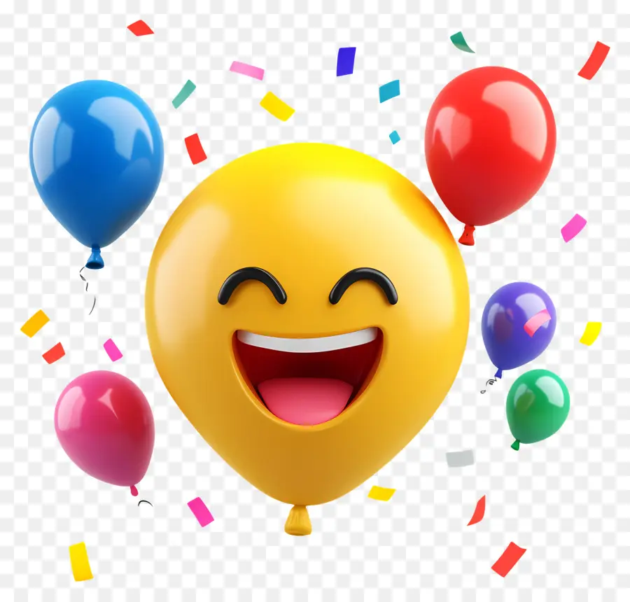 Cumpleaños Emoji，Cara Sonriente Con Globos PNG