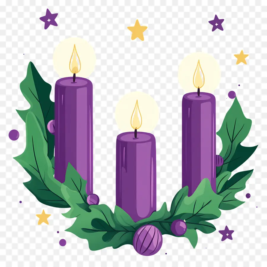 Corona De Adviento，Velas Moradas PNG