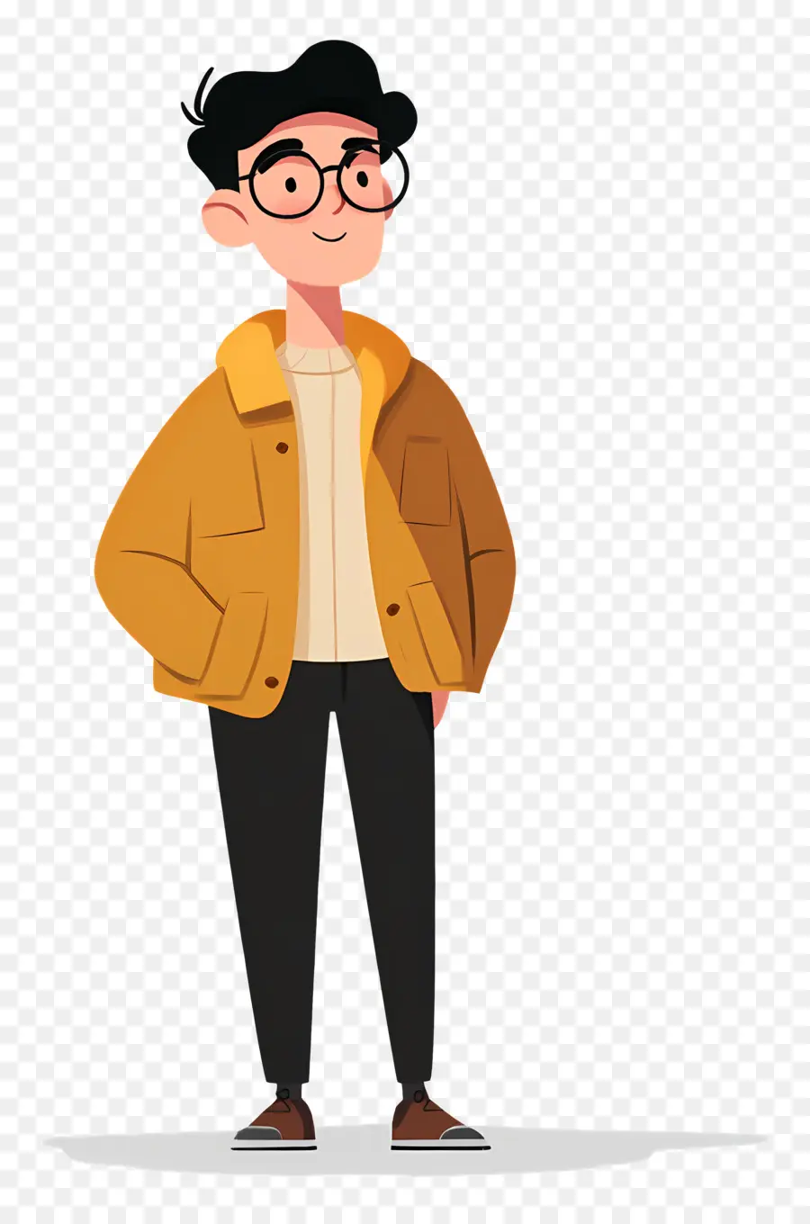 Estudiante Animado，Hombre De Chaqueta Amarilla PNG