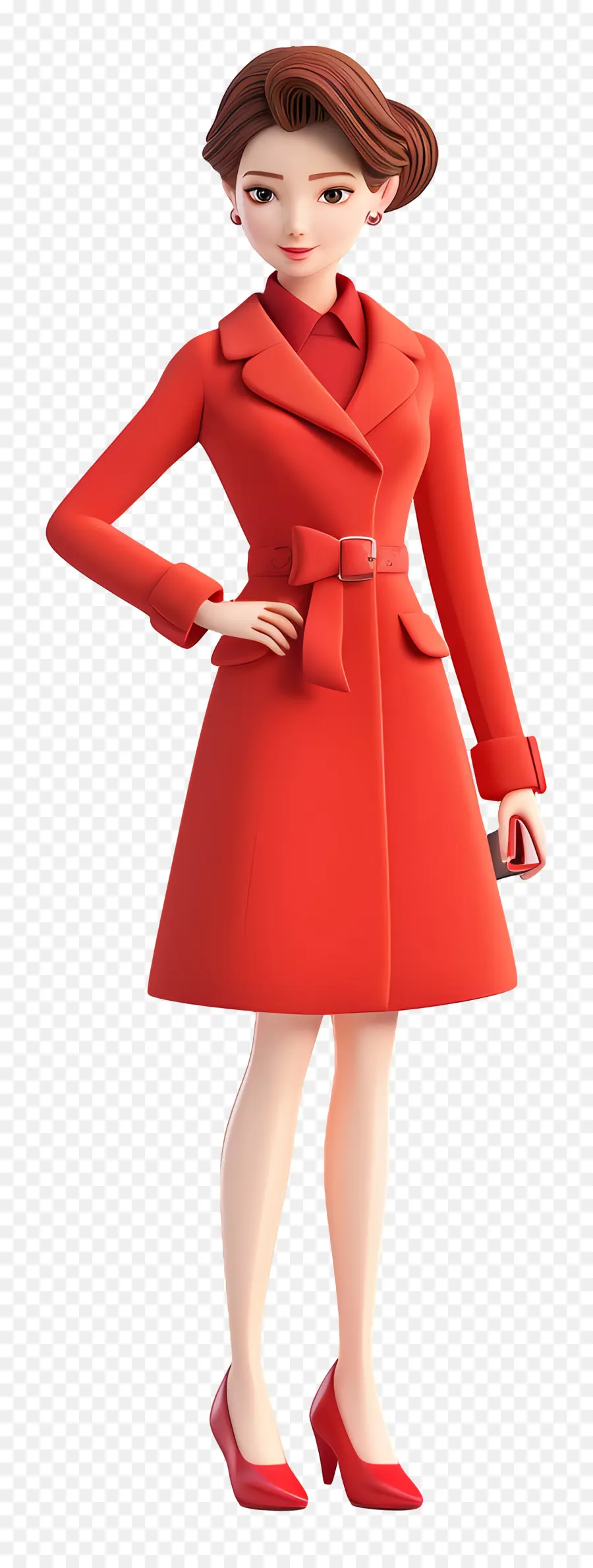 Vestimenta Formal Femenina，Mujer En Abrigo Rojo PNG