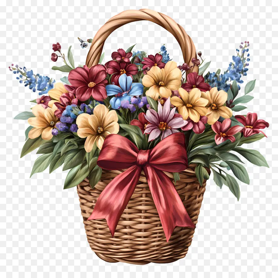 Cesta De Flores De Cumpleaños，Cesta De Flores PNG