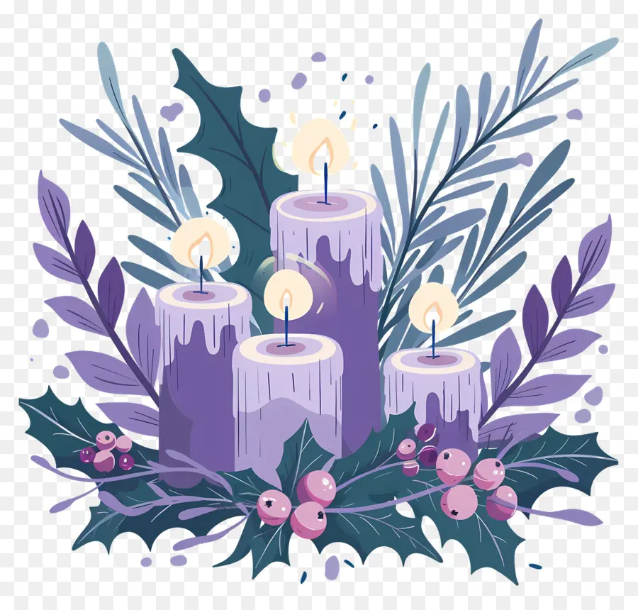 Velas De Adviento，Velas Moradas PNG