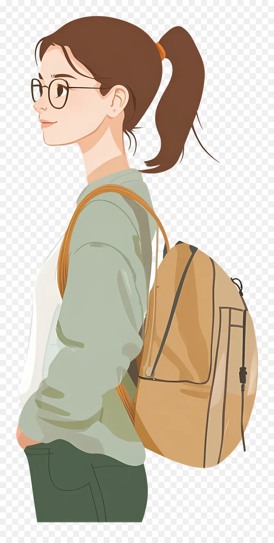 Estudiante，Chica Con Mochila PNG