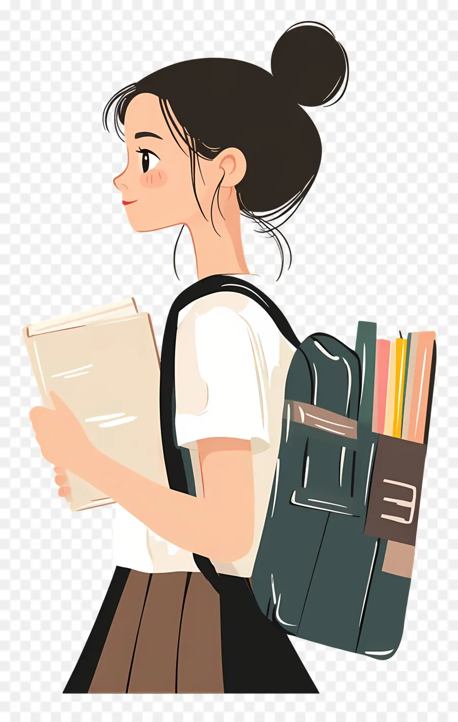 Estudiante，Chica Con Mochila PNG